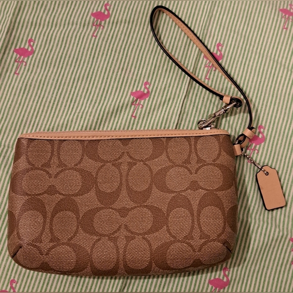NWOT Y2K Coach Tan Signature Horse & Carriage Wrislet Clutch Wallet Purse Bag - Picture 2 of 11